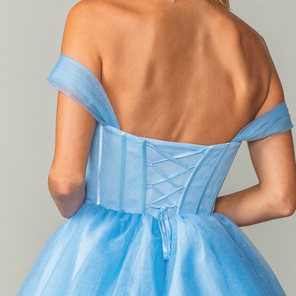 New Blush Off The Shoulder Fit & Flare Homecoming Dress w/ Boned Bodice DQ 3394 - Picture 5 of 9